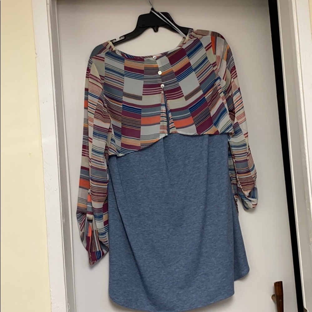 Multiples Color Block Tunic With Solid Blue Back - image 3